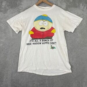 Vintage South Park Shirt Mens Large White Eric Cartman Hippie Crap Tultex 90s
